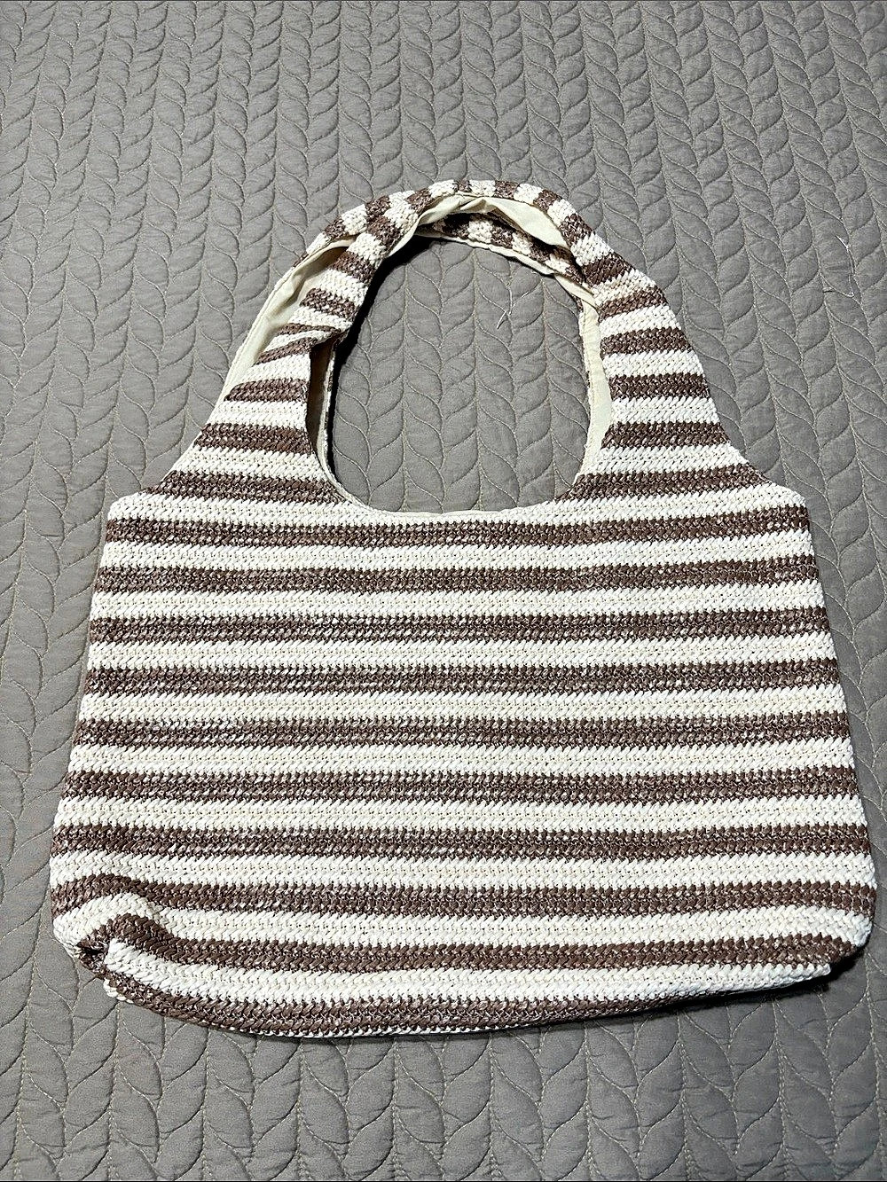 Beach Riot Striped Shoulder Bag in Brown & White